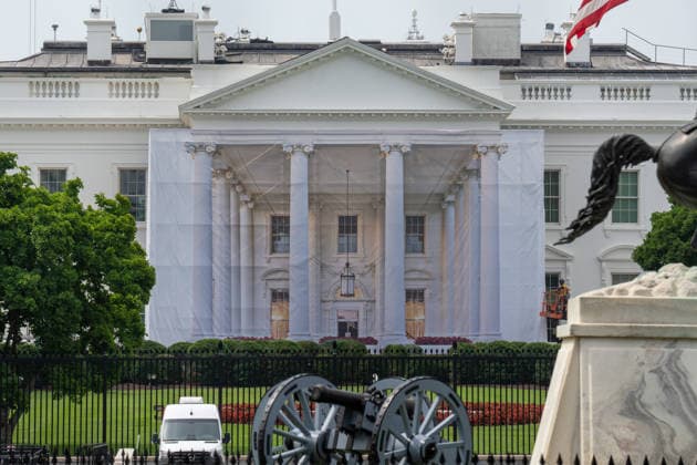USA, Renovierungsarbeiten am Weißen Haus in Washington