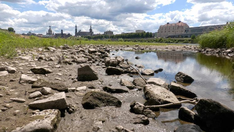 Sachsen, Niedrigwasser beeinträchtigt Dampfschifffahrt in Dresden