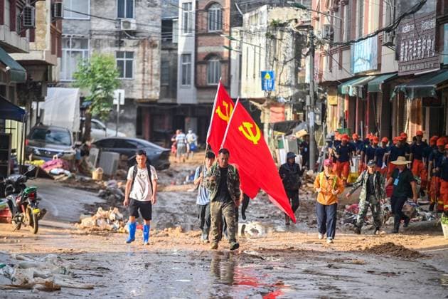 China, Überschwemmungen nach Taifun Maysak in Region Guangxi