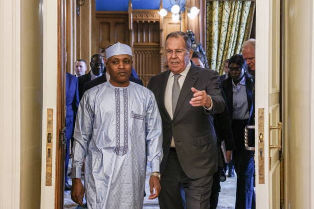 Russland, Sergeij Lawrow trifft Abdoulaye Sabre Fadoul in Moskau