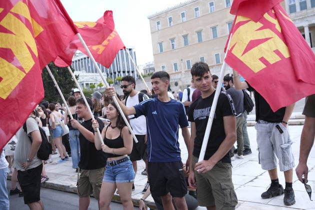 Griechenland, Kommunistische Jugend KNE protestiert in Athen