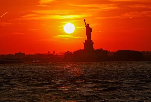 USA, Sonnenuntergang in New York