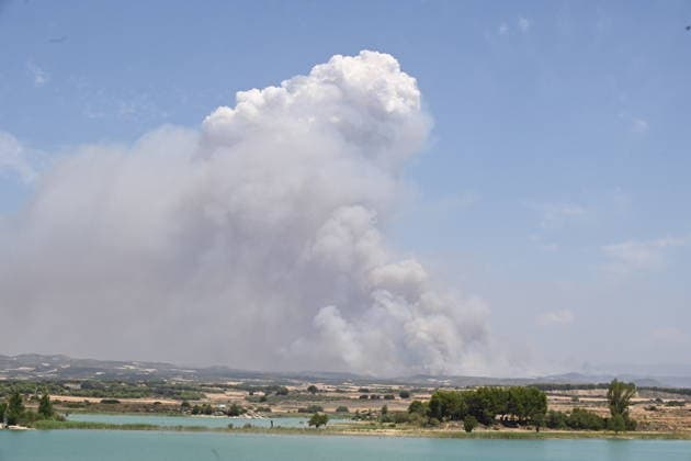 Spanien, Waldbrand bei Saragossa