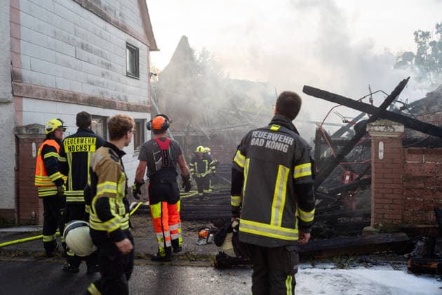 Hessen, Scheunenbrand in Höchst im Odenwald