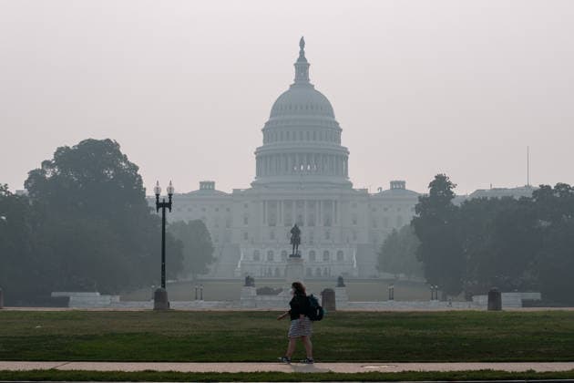 USA, Luftverschmutzung durch Waldbrände in Kanada in Washington