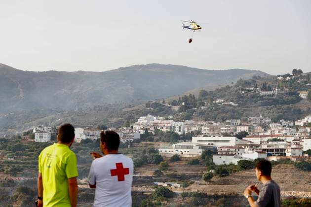 Spanien, Waldbrand bei Archez in Malaga