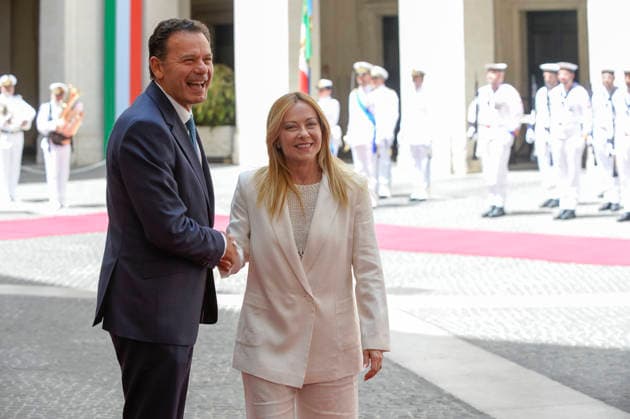 Italien, Ministerpräsidentin Giorgia Meloni empfängt Portugals Premier Luis Montenegro in Rom