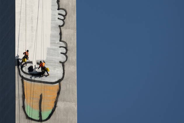 Arts, Australien, Pam-the-Bird-Graffiti: Reinigung an der Bolte Bridge in Melbourne