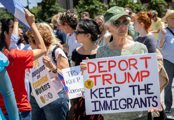 USA, Kundgebung zum Schutz haitianischer Familien in Boston