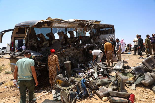 Syrien, Busunglück auf der Fernstraße von Deir ez-Zor nach Damaskus