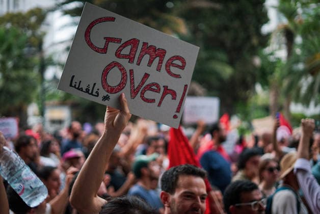 Tunesien, Proteste gegen Präsident Kais Saied in Tunis