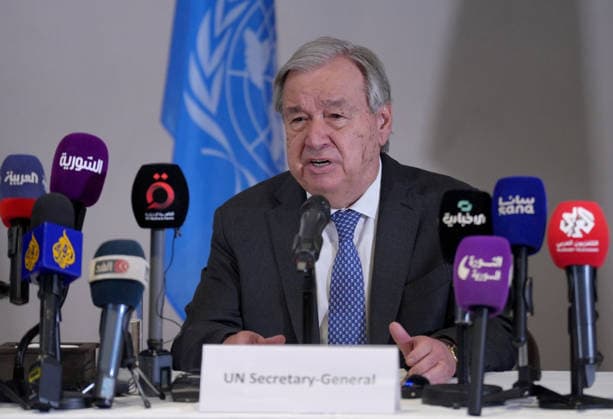 Syrien, Antonio Guterres Pressekonferenz in Damaskus