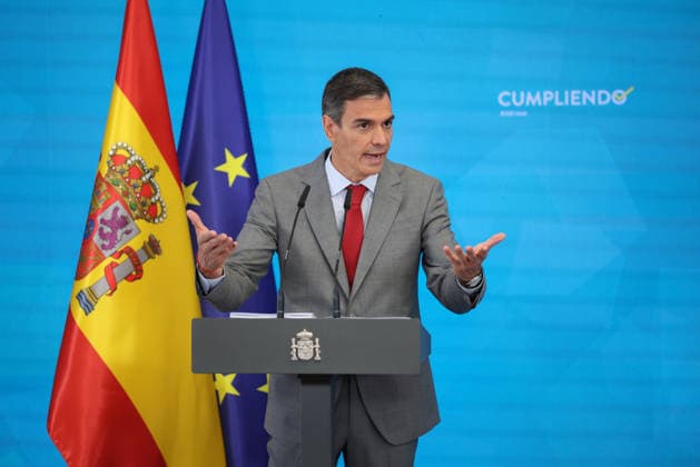 Spanien, Pedro Sanchez Pressekonferenz in Madrid