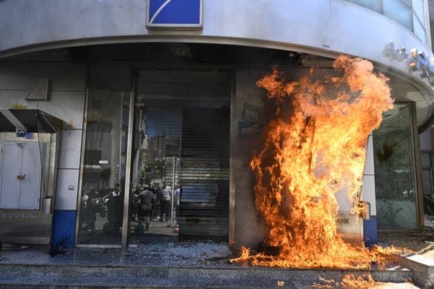 Libanon, Proteste vor Banken in Beirut