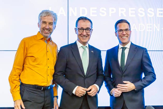 Baden-Württemberg, Landespressekonferenz mit Cem Özdemir, Manuel Hagel und Boris Palmer in Stuttgart