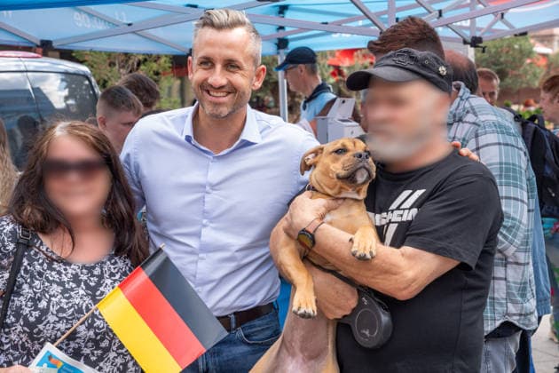 Sachsen-Anhalt, AfD-Wahlkampf mit Ulrich Siegmund in Magdeburg