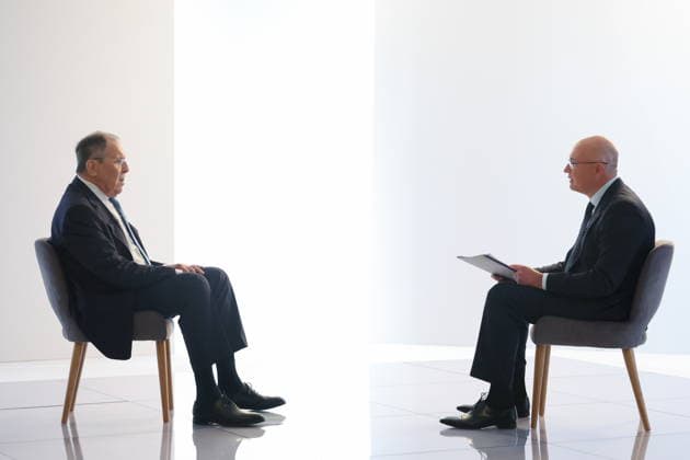 Russland, Sergej Lawrow Interview in Moskau