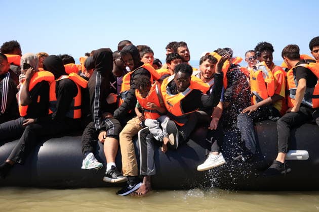 Frankreich, Migranten auf dem Weg über den Ärmelkanal von Hardelot-Plage
