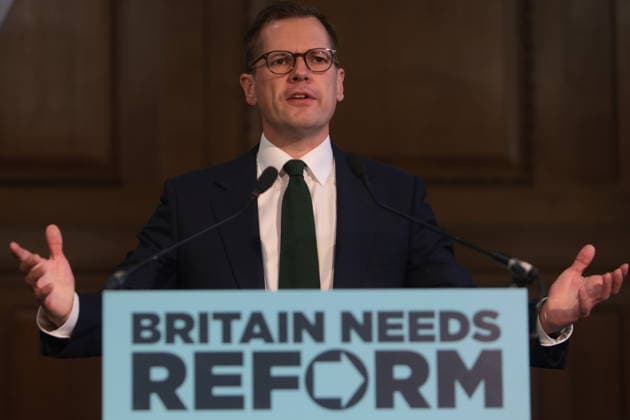Großbritannien, Reform UK Pressekonferenz mit Robert Jenrick in London