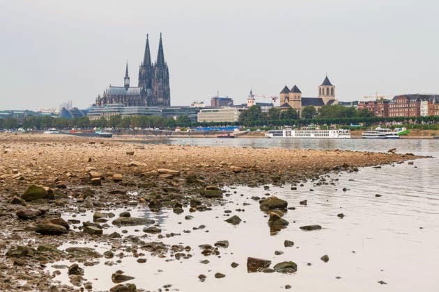 NRW, Niedrigwasser am Rhein