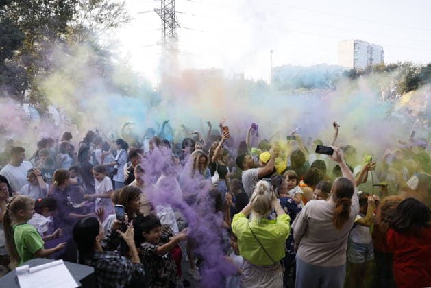 Russland, Holi Festival of Colors in Moskau