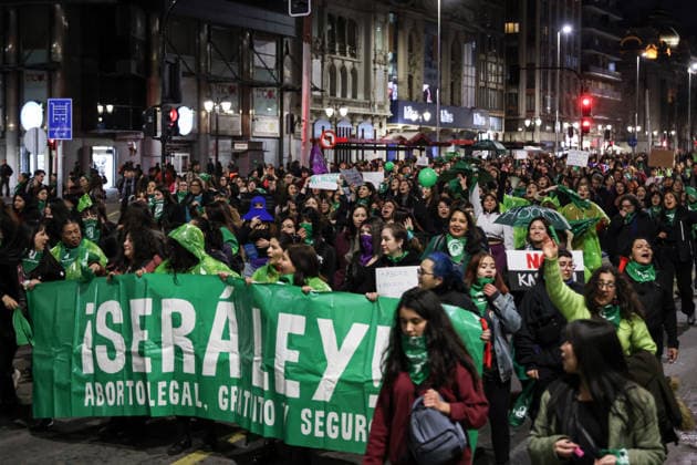 Chile, Proteste feministischer Gruppen in Santiago