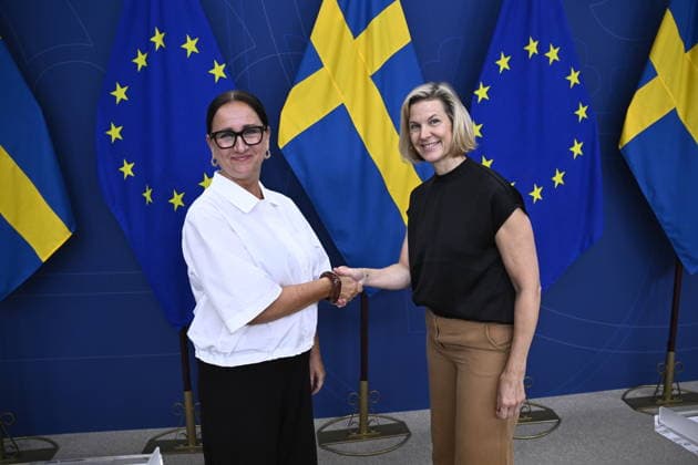 Schweden, Petra Marselius und Nina Larsson Pressekonferenz in Schweden