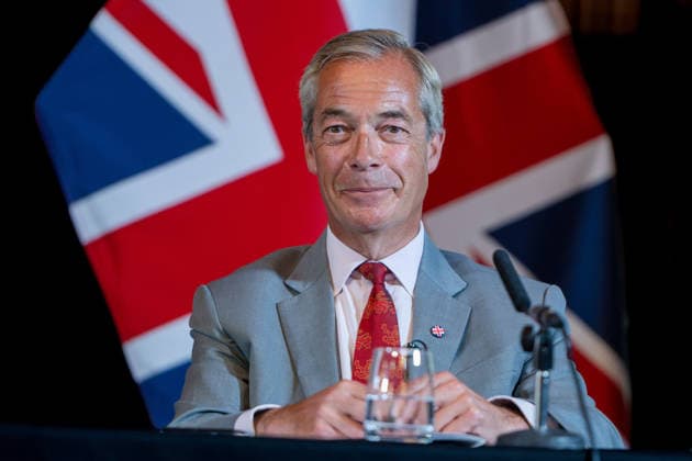 Großbritannien, Reform UK Pressekonferenz mit Nigel Farage in London