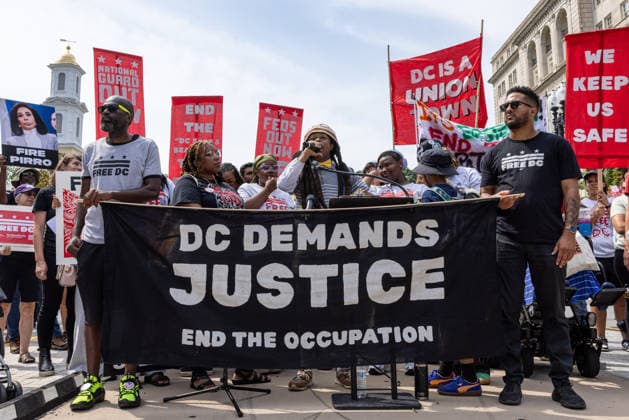 USA, Proteste anlässlich des Jahrestags des Einsatzes der Nationalgarde in Washington DC