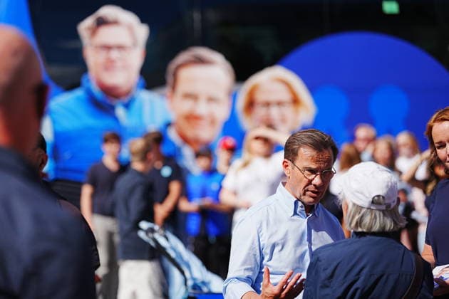 Schweden, Ulf Kristersson Wahlkampf in Uppsala