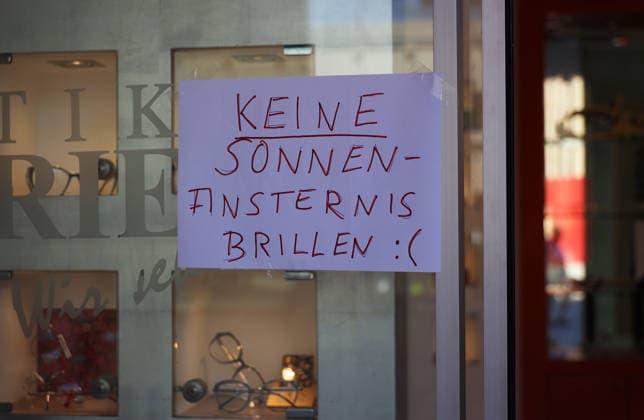 Sonnenfinsternis, Brillen vielerorts ausverkauft