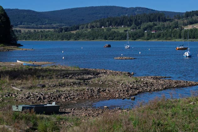Tschechien, Niedrigwasser am Lipno-Stausee