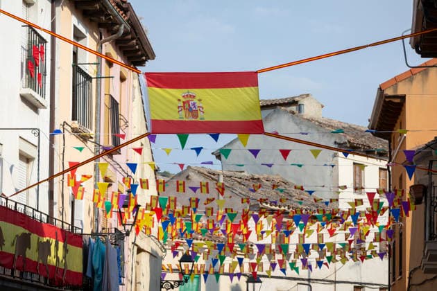 Spanien, Vorbereitungen zum Festival of Fiestas Nuestra Senora y San Roque in Valladolid