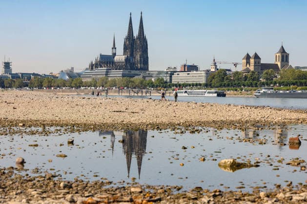 NRW, Rhein-Niedrigwasser in Köln