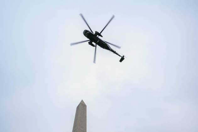 USA, Marine One bei Ankunft auf der Ellipse zur Abholung von Donald Trump in Washington