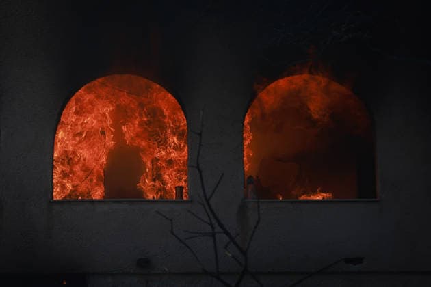Griechenland, Waldbrand auf Salamina nahe Athen