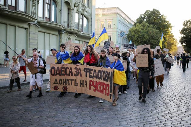 Ukraine, Demonstration für ehemaligen Verteidigungsminister Fedorow in Odessa