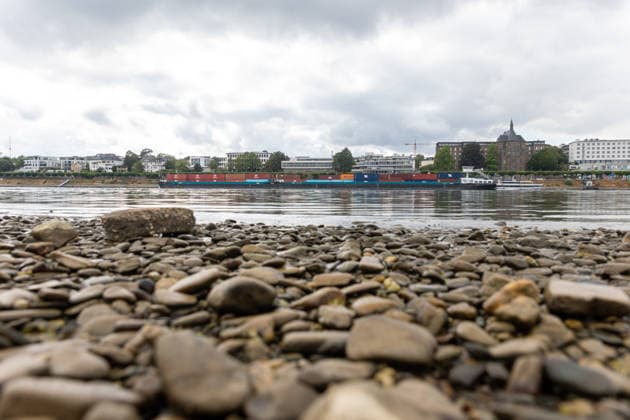 NRW, Niedrigwasser am Rhein, Eindrücke aus Bonn