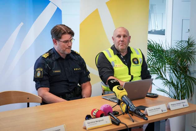 Schweden, Pressekonferenz einen Tag nach Schwertangriff an Brinell-Schule in Fagersta