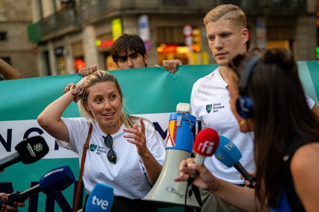 Spanien, Save Europe Act Kundgebung in Barcelona