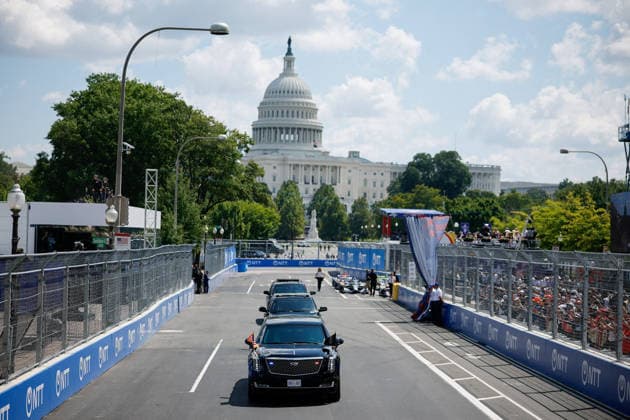 USA, Donald Trump bei IndyCar-Rennen auf der National Mall in Washington DC