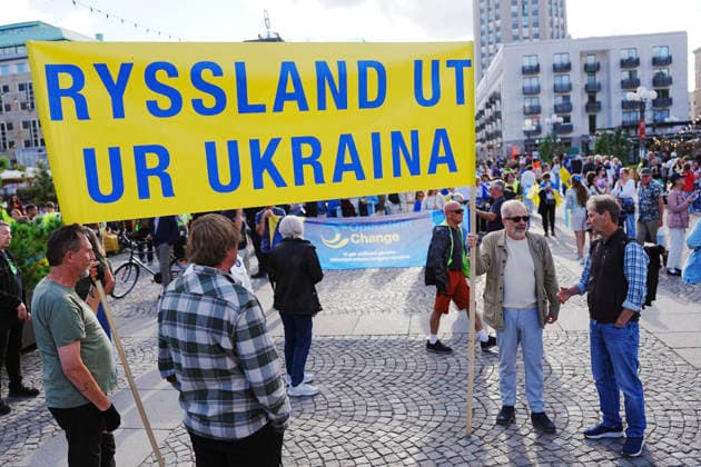 Schweden, Demonstration zum Unabhängigkeitstag der Ukraine in Stockholm