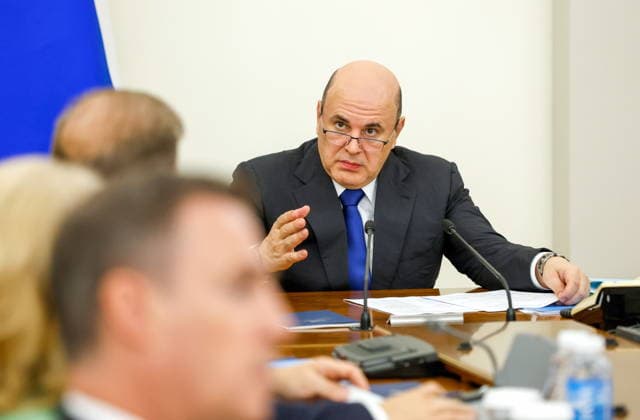 Russland, Premier Michail Mischustin leitet Sitzung in Moskau