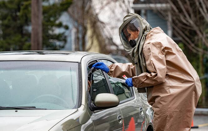 Coronavirus in den USA, Drive Thru Tests in Massachusetts