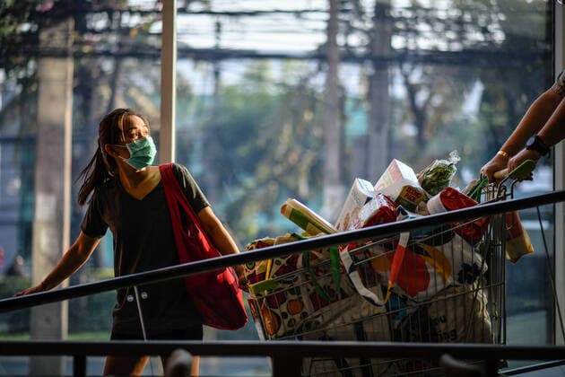 Coronavirus in Thailand, Impressionen aus Einkaufsläden in Bangkok