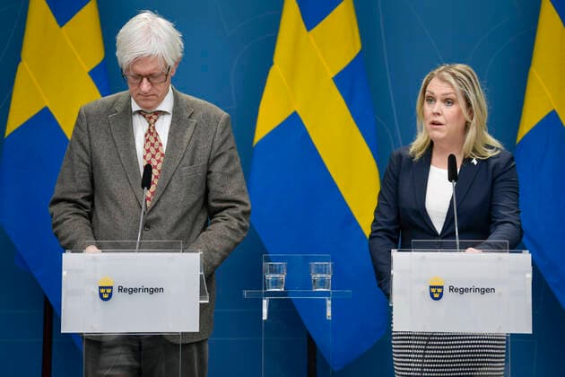 Coronavirus in Schweden, Gesundheitsministerin Lena Hallengren Pressekonferenz in Stockholm