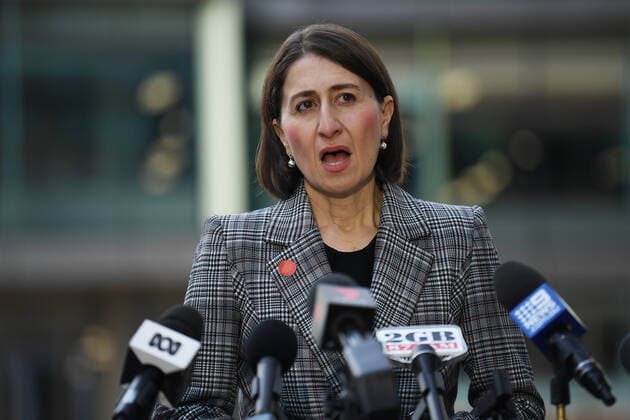 Coronavirus in Australien, Gladys Berejiklian gibt Presseerklärung in Sydney