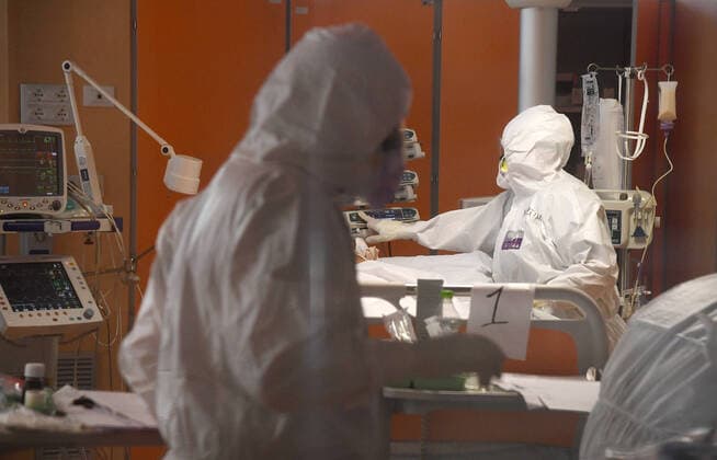 Coronavirus in Italien, Pressetermin auf der Intensivstation des Casa Palocco Krankenhauses in Rom