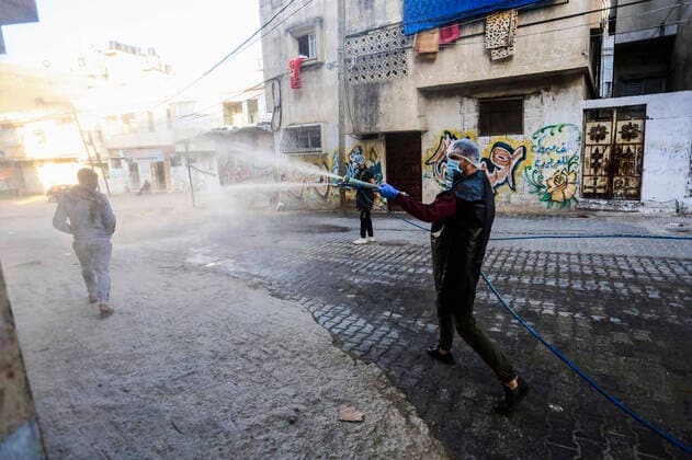 Coronavirus im Gazastreifen, Desinfektionsarbeiten