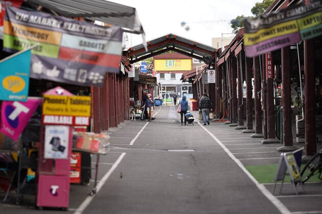 Coronavirus in Australien, Weniger Betrieb an den Queen Victoria Markets in Melbourne